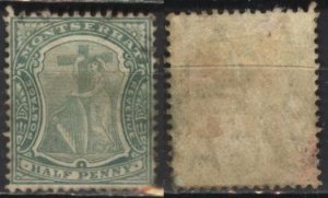 Montserrat 22 (used, toning) ½p symbol of the colony, grn & gray grn (1904)