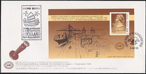 HONG KONG 1990 NZ Exhibition sheet on FDC with show cancel................A9105a