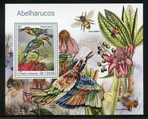 SAO TOME 2021 BEE-EATERS SOUVENIR SHEET MINT NEVER HINGED