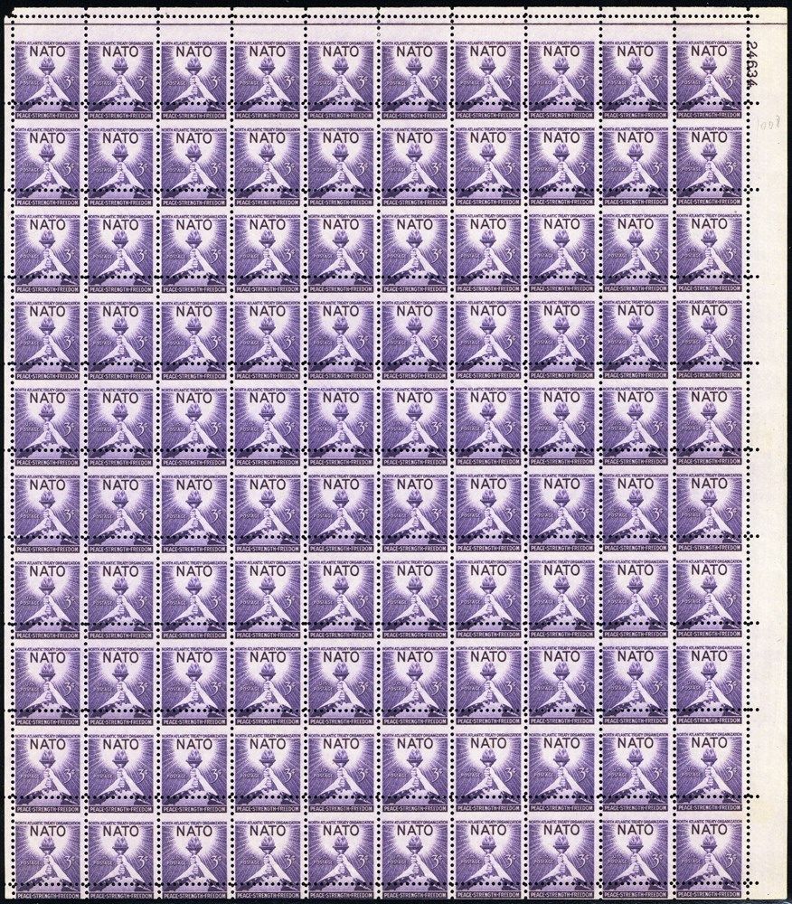 1008 Misperforated Error Sheet Of 100 3 Nato Stamps Stuart Katz United States General Issue Stamp Hipstamp