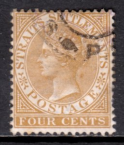 Straits Settlements - Scott #44 - Used - Pulled perf - SCV $4.25