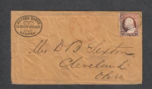 US Sc#11a Adv Cover Revere House Bowdoin Square Boston Hotel