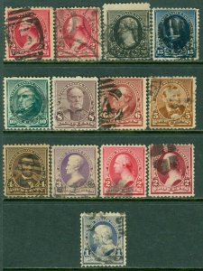 EDW1949SELL : USA 1890-93 Scott #219-28, 220a, 220c Used. Clean. Catalog $174.00