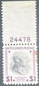 Scott#: 832 - Woodrow Wilson $1 1938 BEP single stamp MOG oxidation TR- Lot 5