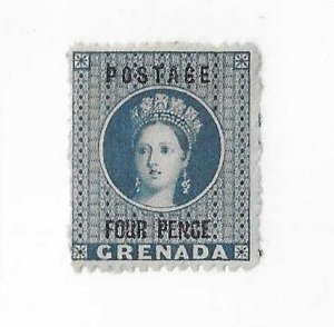 Grenada Sc #10  4p blue  on thin paper variety unused no gum F VF