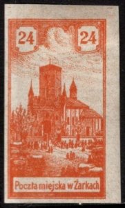 1918 Poland 24 Halerzy City Post Żarki Local Postage Stamp Reprint Imperf Unused