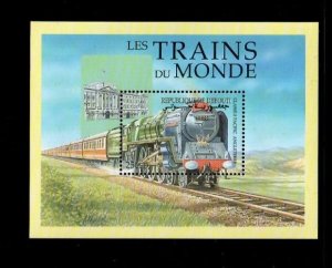 Djibouti 2000 - Trains - Souvenir Stamp Sheet - Scott #805 - MNH