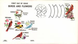 #1966 Indiana Birds - Flowers Colonial FDC