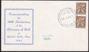 NEW ZEALAND 1961 cover commem pmk 100th Anniv discovery of gold............B3825