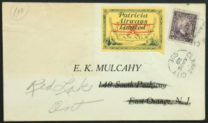 Canada Patricia Airways Used Semi-Official Stamp on Air Mail Cover