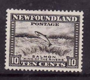 Newfoundland-Sc#193- id8-unused no gum 10c Salmon leaping-1932-7-