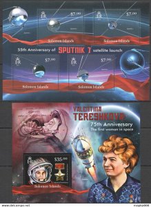 2012 Solomon Islands Space Tereshkova Sputnik 1 #1651-54+Bl124 ** Ls032