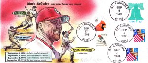 Mark McGwire Home Run Records Bevil Hand Painted Baseball 4 Cancels COA 1998