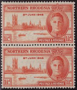 NORTHERN RHODESIA MNH Scott # 46a Peace Perf 13.5 variation pair (2 Stmps)-7 (2)