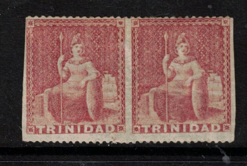 Trinidad #27b (SG #46a) Mint Fine+ Original Gum Hinged Pair Imperfed Vertically