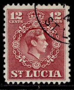 ST. LUCIA GVI SG153, 12c claret, FINE USED.