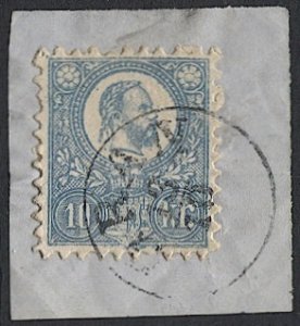 HUNGARY 1871 Sc 4a, 10k Pale Blue Used XF GRAN postmark/cancel, cv $150++