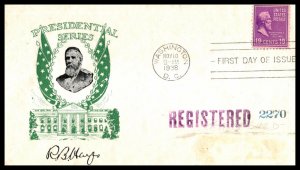 1938 Presidential Series Prexy Sc 824-43 with Cachet Craft cachet Hayes