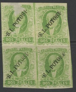 Mexico 3 * mint block og HR face scrapes on 2 stamps at left (2210 11)