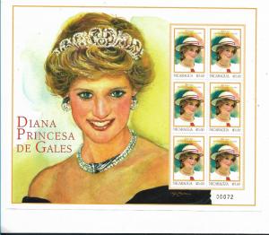 NICARAGUA 1999, PRINCESS DIANA, 3 MINIATURE SHEET OF 6 VALUES SCOTT 2248-50 MS