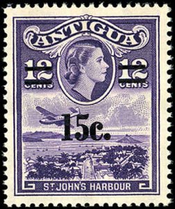 ANTIGUA Sc 115 VF/MNH - 1965 12c St. John's Harbour w/15c surcharge