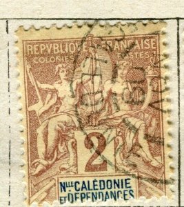 FRENCH COLONIES; 1892 NEW CALEDONIA Tablet type fine used 2c. value