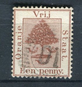 ORANGE FREE STATE; 1860s classic QV issue used 1d. value fair Postmark