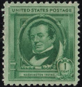 SC#859 1¢ Famous Americans: Washington Irving Single (1940) MNH