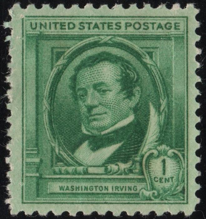 SC#859 1¢ Famous Americans: Washington Irving Single (1940) MNH