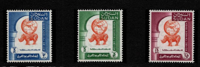 SUDAN Scott 121-123 MNH** Rhino Globe set 1958