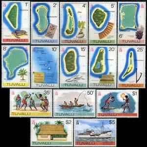 TUVALU 1976 - Scott# 23-37 Maps etc. Set of 15 NH