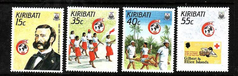 Kiribati-Sc#500-3-Unused NH set-Red Cross-Henri Dunant-1988-