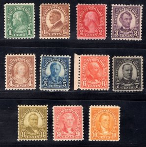 MOMEN: US STAMPS #581-591 COMPLETE SET MINT OG NH LOT #84234*