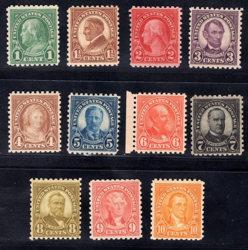 Travelstamps: 1925 US Stamps Scott #s 617-619 mint og, hinged, set of 3