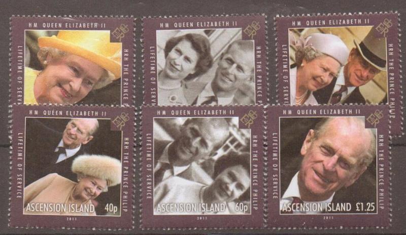 ASCENSION SG1095/1100 2011 A LIFE TIME OF SERVICE MNH 