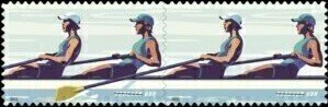 U.S.#5696-5697 Horiz. Combo Pair GREEN #1 & #2,  Women's Rowing 58c FE, ...