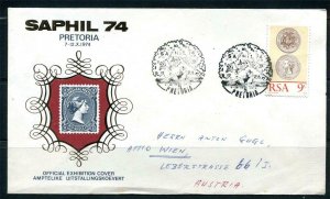 S. Africa Saphil 74 Pretoria Official Exhibition Cover to Austria 10125