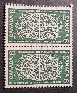 CA S#493 U-VF 2x$0.06 05/21/1969 VPair - International Labour Congress- Globe &