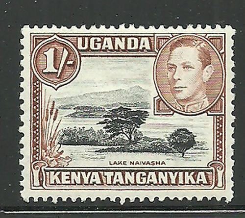 Album Treasures Kenya, Uganda, Tang. Scott # 80a 1sh George VI Lake Naivash MLH