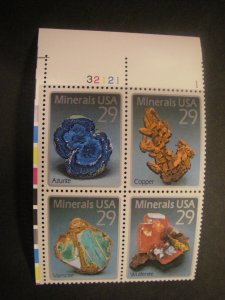 Scott 2700-2703 or 2703a, 29c Minerals, PB4 #32121 1 UL, MNH Commemorative Beaut