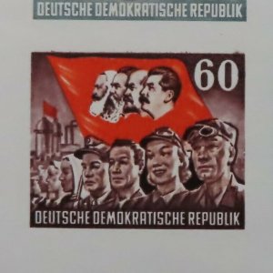 HuskyStamps ~ Germany DDR #146a, Imperforate Souvenir Sheet, MNH, Marx, 11pics