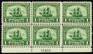 548, Mint NH 1¢ VF Plate Block of Six Stamps CV $115 - Stuart Katz