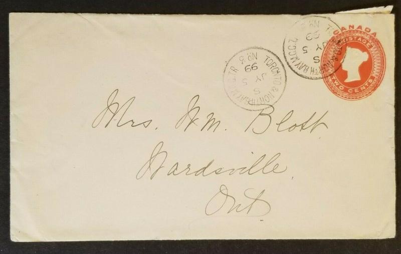 1899 Wardsville Ontario Canada Torronto and North Bay RPO Letter Contents Cover