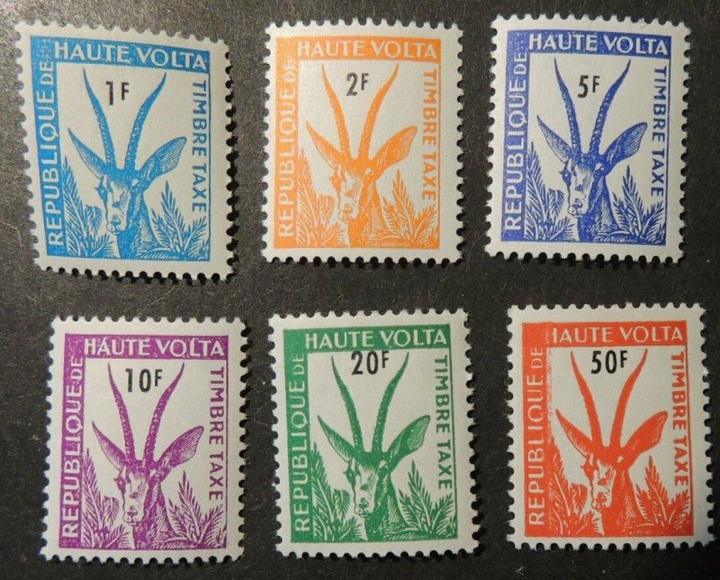 Upper Volta 1962 postage dues 1F-50F 6v MNH animals gazelle