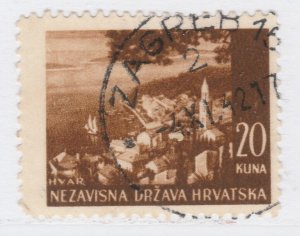 1941 Croatia Pictorial Designs 20k Used Stamp A19P11F607-