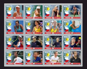 Stamps.  Sports Tennis Czech Players 2023 year , 16 stamps perforated