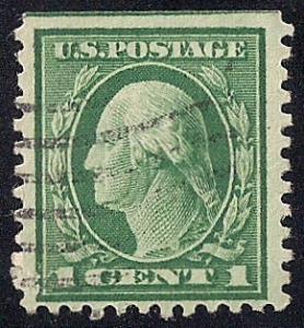 498 1 cent Washington, Green Stamp used F-VF