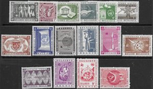 Belgium 516-25, C15-20  1958 set 16  VF Mint NH