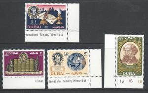 Dubai #124-30, MNH, Pl singles