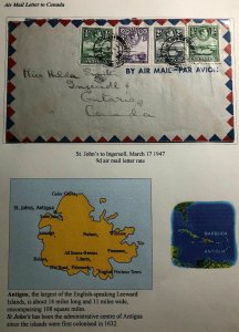 1947 St Johns Antigua & Barbuda Airmail Cover To Ingersoll Canada